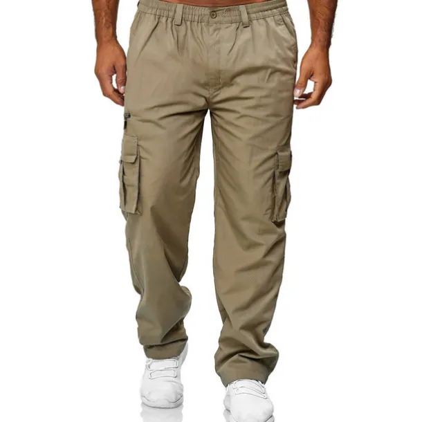 Men's Cargo Pants Cargo Trousers Work Pants Elastic Waist Multi Pocket Straight Leg Plain Work Simple Casual Navy ArmyGreen