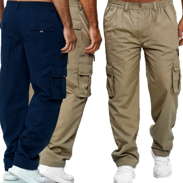 Men's Cargo Pants Cargo Trousers Work Pants Elastic Waist Multi Pocket Straight Leg Plain Work Simple Casual Navy ArmyGreen