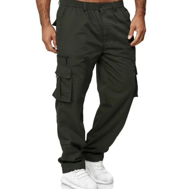 Men's Cargo Pants Cargo Trousers Work Pants Elastic Waist Multi Pocket Straight Leg Plain Work Simple Casual Navy ArmyGreen