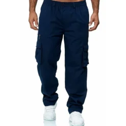 Men's Cargo Pants Cargo Trousers Work Pants Elastic Waist Multi Pocket Straight Leg Plain Work Simple Casual Navy ArmyGreen
