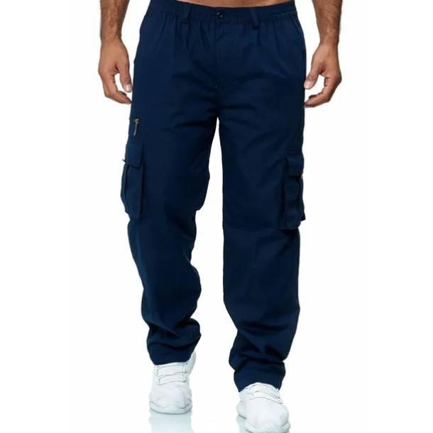 Men's Cargo Pants Cargo Trousers Work Pants Elastic Waist Multi Pocket Straight Leg Plain Work Simple Casual Navy ArmyGreen