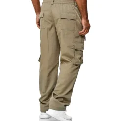 Men's Cargo Pants Cargo Trousers Work Pants Elastic Waist Multi Pocket Straight Leg Plain Work Simple Casual Navy ArmyGreen