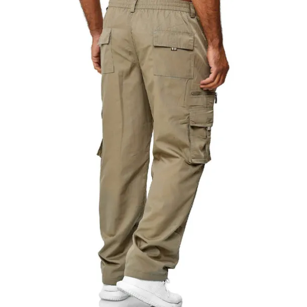 Men's Cargo Pants Cargo Trousers Work Pants Elastic Waist Multi Pocket Straight Leg Plain Work Simple Casual Navy ArmyGreen