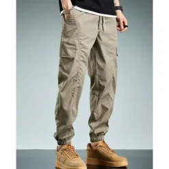 Men's Cargo Pants Cargo Trousers Techwear Pocket Drawstring Elastic Waist Plain Comfort Breathable Outdoor Daily Going out Fashion Casual Black Army Green