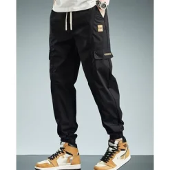 Men's Cargo Pants Cargo Trousers Techwear Pocket Drawstring Elastic Waist Plain Comfort Breathable Outdoor Daily Going out Fashion Casual Black Army Green