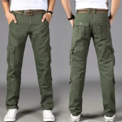 Men's Cargo Pants Combat Trousers 8 Pocket Plain Breathable Lightweight Full Length Casual Daily Trousers ArmyGreen Black Micro-elastic