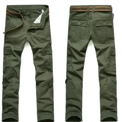 Men's Cargo Pants Combat Trousers 8 Pocket Plain Breathable Lightweight Full Length Casual Daily Trousers ArmyGreen Black Micro-elastic