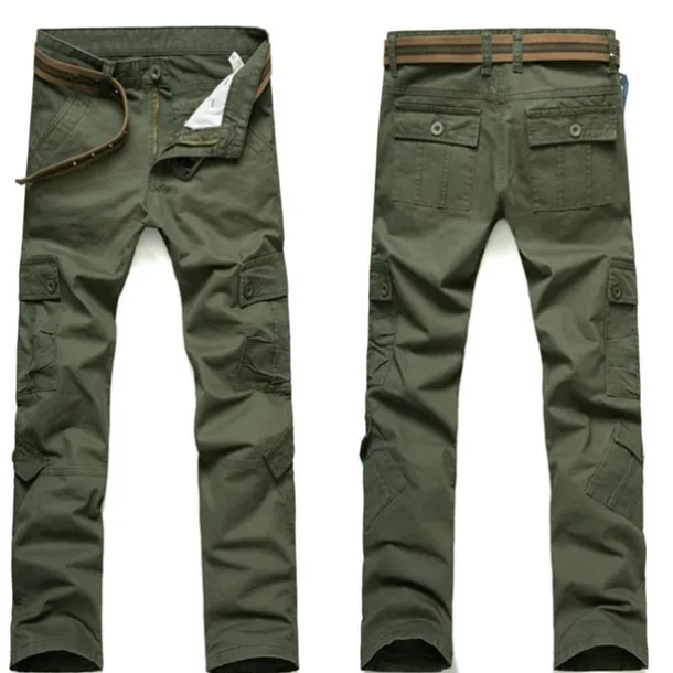 Men's Cargo Pants Combat Trousers 8 Pocket Plain Breathable Lightweight Full Length Casual Daily Trousers ArmyGreen Black Micro-elastic