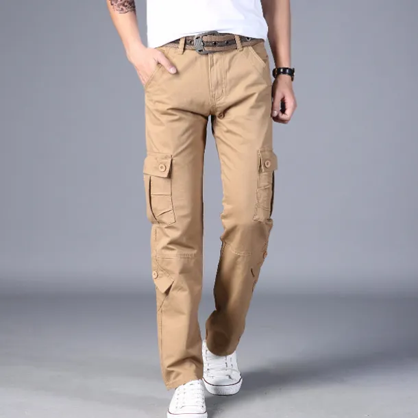 Men's Cargo Pants Combat Trousers 8 Pocket Plain Breathable Lightweight Full Length Casual Daily Trousers ArmyGreen Black Micro-elastic