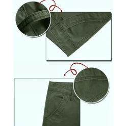 Men's Cargo Pants Combat Trousers 8 Pocket Plain Breathable Lightweight Full Length Casual Daily Trousers ArmyGreen Black Micro-elastic