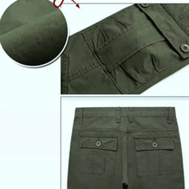 Men's Cargo Pants Combat Trousers 8 Pocket Plain Breathable Lightweight Full Length Casual Daily Trousers ArmyGreen Black Micro-elastic