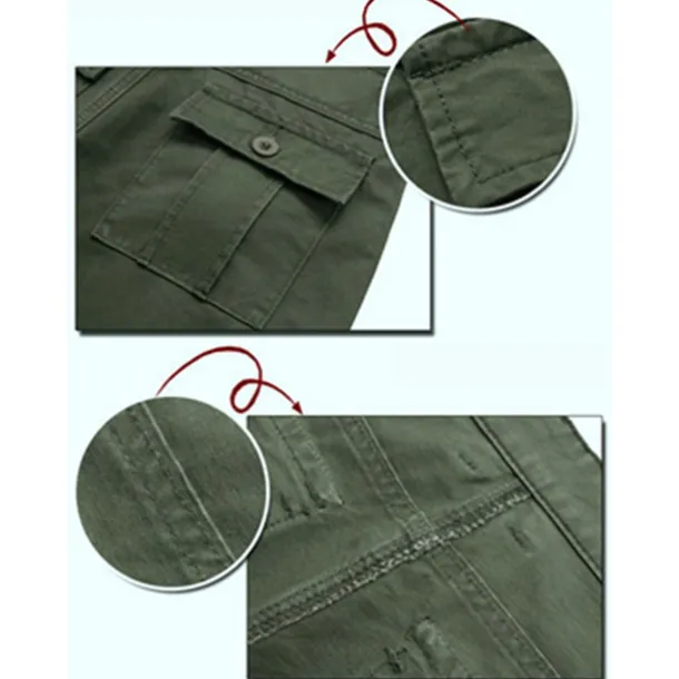 Men's Cargo Pants Combat Trousers 8 Pocket Plain Breathable Lightweight Full Length Casual Daily Trousers ArmyGreen Black Micro-elastic