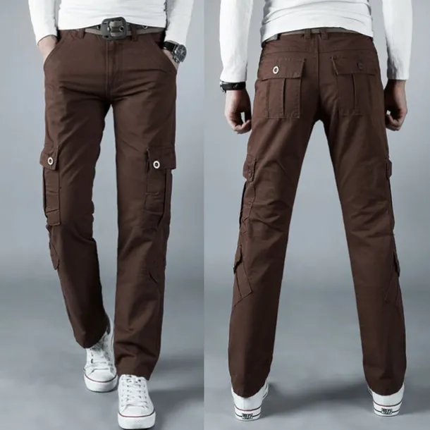 Men's Cargo Pants Combat Trousers 8 Pocket Plain Breathable Lightweight Full Length Casual Daily Trousers ArmyGreen Black Micro-elastic