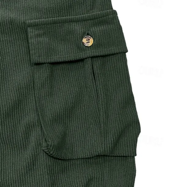 Men's Cargo Pants Corduroy Pants Trousers Baggy Pants Casual Pants Elastic Waist Multi Pocket Straight Leg Plain Comfort Soft Full Length Outdoor Casual Daily Fashion Streetwear Black Blue