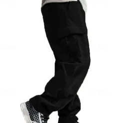 Men's Cargo Pants Corduroy Pants Trousers Straight Leg Sweatpants Elastic Waist Drawstring Multi Pocket Plain Wearable Outdoor Daily Camping & Hiking Fashion Classic Black Army Green