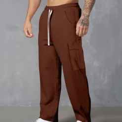 Men's Cargo Pants Corduroy Pants Tactical Pants Trousers Elastic Waist Drawstring Multi Pocket Plain Wearable Outdoor Daily Camping & Hiking Fashion Classic Black Army Green