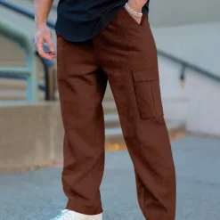 Men's Cargo Pants Corduroy Pants Tactical Pants Trousers Elastic Waist Drawstring Multi Pocket Plain Wearable Outdoor Daily Camping & Hiking Fashion Classic Black Army Green