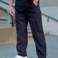 Men's Cargo Pants Corduroy Pants Tactical Pants Trousers Elastic Waist Drawstring Multi Pocket Plain Wearable Outdoor Daily Camping & Hiking Fashion Classic Black Army Green