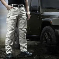 Men's Cargo Pants Hiking Pants Trousers Tactical Pants Military Camouflage Outdoor Regular Fit Waterproof Windproof Breathable Quick Dry Pants / Trousers Elastic Waist Black Camouflage Hunting