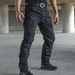 Men's Cargo Pants Hiking Pants Trousers Tactical Pants Military Camouflage Outdoor Regular Fit Waterproof Windproof Breathable Quick Dry Pants / Trousers Elastic Waist Black Camouflage Hunting