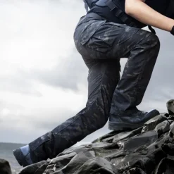 Men's Cargo Pants Hiking Pants Trousers Tactical Pants Military Camouflage Outdoor Regular Fit Waterproof Windproof Breathable Quick Dry Pants / Trousers Elastic Waist Black Camouflage Hunting