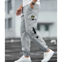 Men's Cargo Pants Joggers Cargo Joggers Trousers Drawstring Elastic Waist Multi Pocket Plain Wearable Outdoor Daily Camping & Hiking Fashion Classic Black Blue