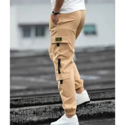 Men's Cargo Pants Joggers Cargo Joggers Trousers Drawstring Elastic Waist Multi Pocket Plain Wearable Outdoor Daily Camping & Hiking Fashion Classic Black Blue