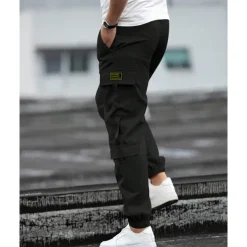 Men's Cargo Pants Joggers Cargo Joggers Trousers Drawstring Elastic Waist Multi Pocket Plain Wearable Outdoor Daily Camping & Hiking Fashion Classic Black Blue