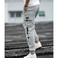 Men's Cargo Pants Joggers Cargo Joggers Trousers Drawstring Elastic Waist Multi Pocket Plain Wearable Outdoor Daily Camping & Hiking Fashion Classic Black Blue