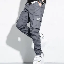 Men's Cargo Pants Joggers Trousers Drawstring Elastic Waist Multi Pocket Plain Wearable Outdoor Daily Camping & Hiking Fashion Classic Black Army Green