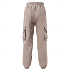 Men's Cargo Pants Joggers Trousers Casual Pants Drawstring Elastic Waist Multi Pocket Plain Comfort Soft Full Length Outdoor Daily Running Fashion Streetwear Black Green