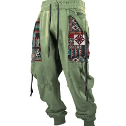 Men's Cargo Pants Sweatpants Joggers Trousers Drawstring Side Pockets Ribbon Graphic Geometric Comfort Breathable Casual Daily Streetwear Cotton Blend Sports Fashion Yellow Pink Micro-elastic