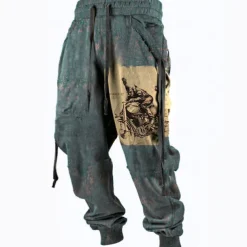 Men's Cargo Pants Sweatpants Joggers Trousers Drawstring Side Pockets Ribbon Graphic Geometric Comfort Breathable Casual Daily Streetwear Cotton Blend Sports Fashion Yellow Pink Micro-elastic