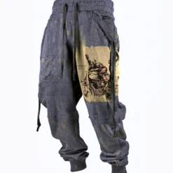 Men's Cargo Pants Sweatpants Joggers Trousers Drawstring Side Pockets Ribbon Graphic Geometric Comfort Breathable Casual Daily Streetwear Cotton Blend Sports Fashion Yellow Pink Micro-elastic