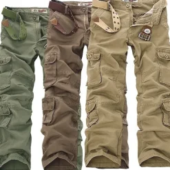 Men's Cargo Pants Tactical Pants Trousers Buttons Multi Pocket Plain Wearable Outdoor Daily Camping & Hiking Fashion Classic Black Army Green