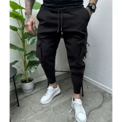 Men's Cargo Pants Tapered pants Trousers Drawstring Elastic Waist Multi Pocket Plain Wearable Outdoor Daily Camping & Hiking Fashion Classic Black Army Green