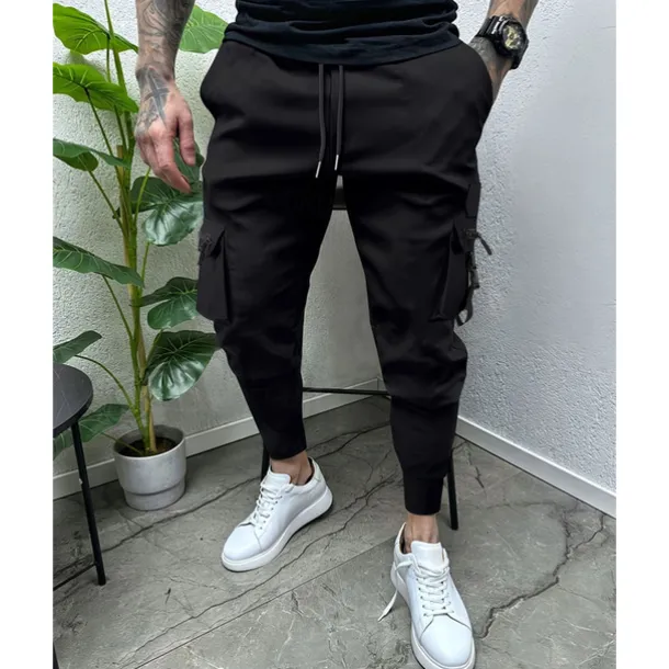 Men's Cargo Pants Tapered pants Trousers Drawstring Elastic Waist Multi Pocket Plain Wearable Outdoor Daily Camping & Hiking Fashion Classic Black Army Green
