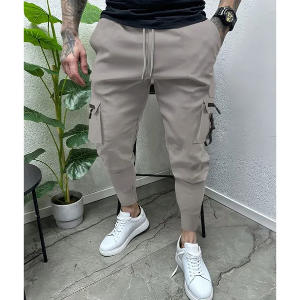 Men's Cargo Pants Tapered pants Trousers Drawstring Elastic Waist Multi Pocket Plain Wearable Outdoor Daily Camping & Hiking Fashion Classic Black Army Green