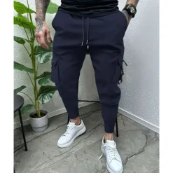 Men's Cargo Pants Tapered pants Trousers Drawstring Elastic Waist Multi Pocket Plain Wearable Outdoor Daily Camping & Hiking Fashion Classic Black Army Green