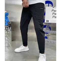 Men's Cargo Pants Tapered pants Trousers Drawstring Elastic Waist Plain Wearable Outdoor Daily Camping & Hiking Fashion Classic Black Khaki