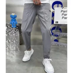 Men's Cargo Pants Tapered pants Trousers Drawstring Elastic Waist Plain Wearable Outdoor Daily Camping & Hiking Fashion Classic Black Khaki