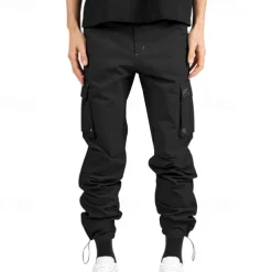 Men's Cargo Pants Trousers Elastic Waist Multi Pocket Plain Wearable Outdoor Daily Camping & Hiking Fashion Classic Black Army Green