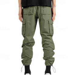 Men's Cargo Pants Trousers Elastic Waist Multi Pocket Plain Wearable Outdoor Daily Camping & Hiking Fashion Classic Black Army Green
