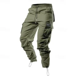 Men's Cargo Pants Trousers Elastic Waist Multi Pocket Plain Wearable Outdoor Daily Camping & Hiking Fashion Classic Black Army Green