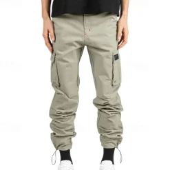 Men's Cargo Pants Trousers Elastic Waist Multi Pocket Plain Wearable Outdoor Daily Camping & Hiking Fashion Classic Black Army Green