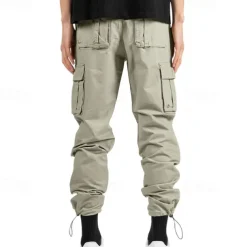 Men's Cargo Pants Trousers Elastic Waist Multi Pocket Plain Wearable Outdoor Daily Camping & Hiking Fashion Classic Black Army Green