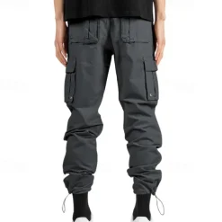 Men's Cargo Pants Trousers Elastic Waist Multi Pocket Plain Wearable Outdoor Daily Camping & Hiking Fashion Classic Black Army Green