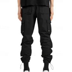 Men's Cargo Pants Trousers Elastic Waist Multi Pocket Plain Wearable Outdoor Daily Camping & Hiking Fashion Classic Black Army Green