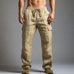 Men's Cargo Pants Trousers Summer Pants Beach Pants Drawstring Elastic Waist Multi Pocket Plain Comfort Breathable Outdoor Daily Going out Fashion Casual Black White