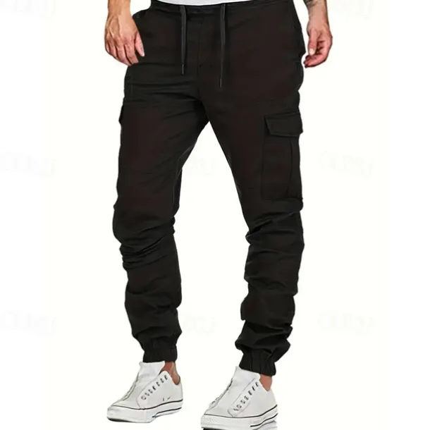 Men's Cargo Pants Trousers Drawstring Elastic Waist Multi Pocket Plain Wearable Outdoor Daily Camping & Hiking Fashion Classic Black Yellow